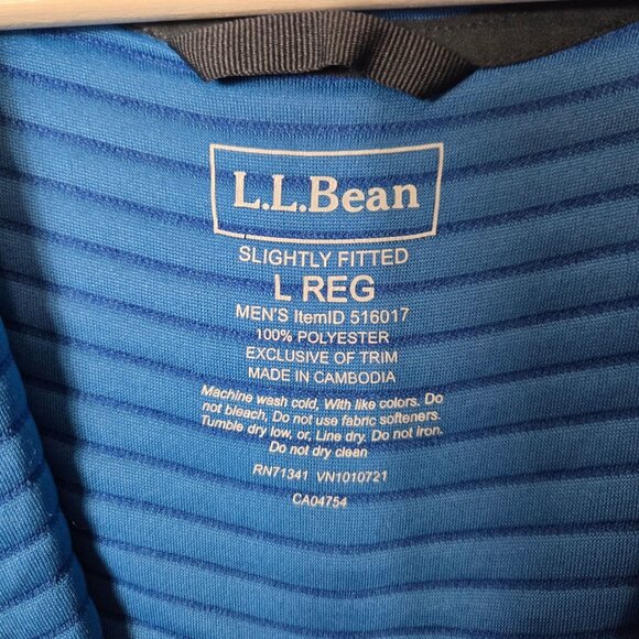 L.L. Bean Men's Size L Airlight Half-Zip Quilted Slightly Fitted Hoodie Blue UPF - Picture 5 of 6